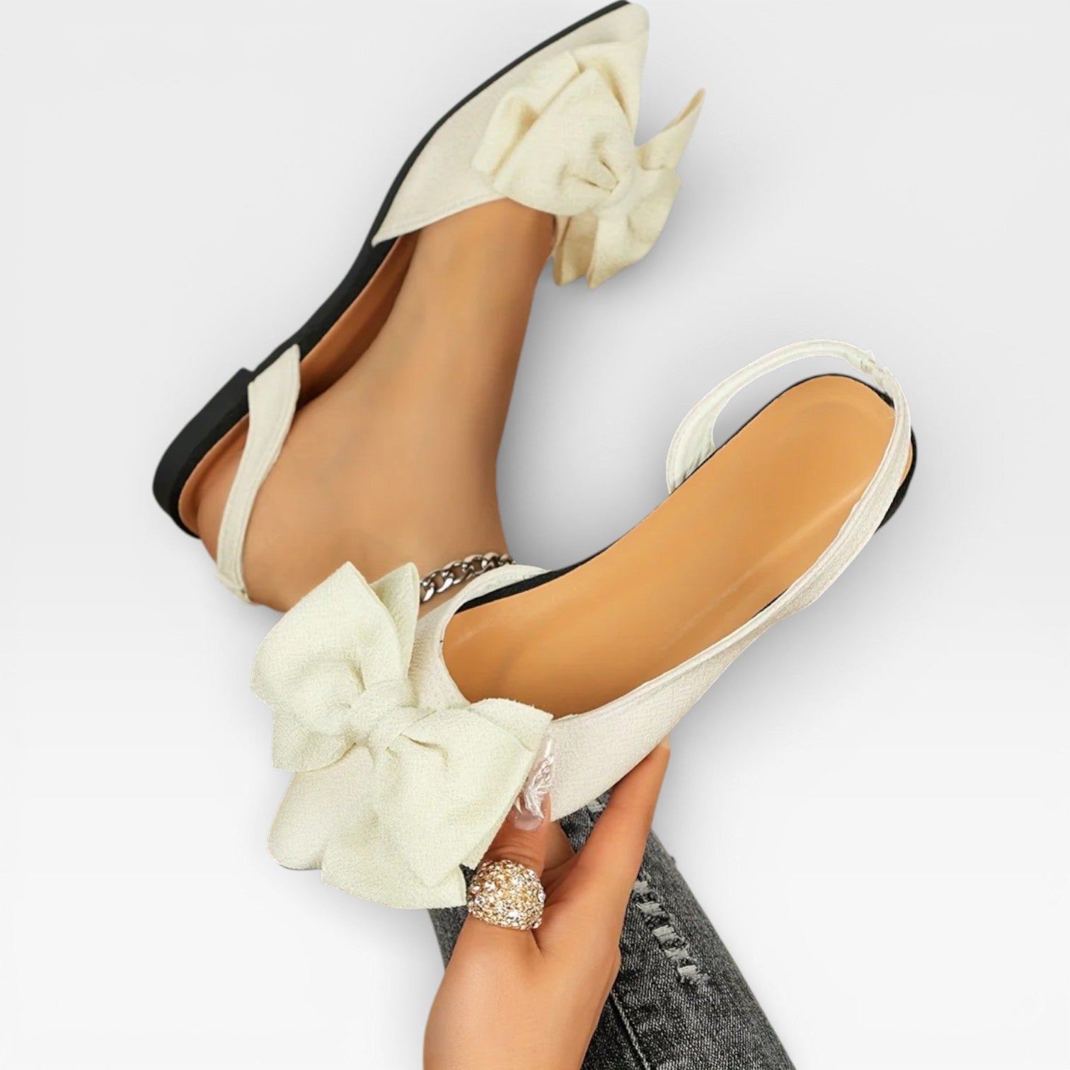 Women’s Pointed Toe Slingback Flats with Bow