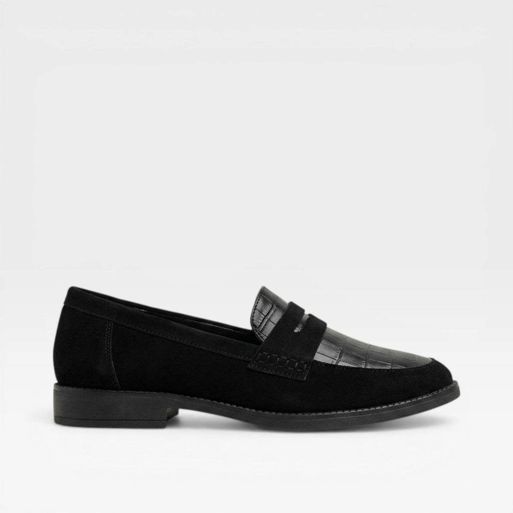 Women’s Black Croc Print Loafers for Comfortable Daily Wear