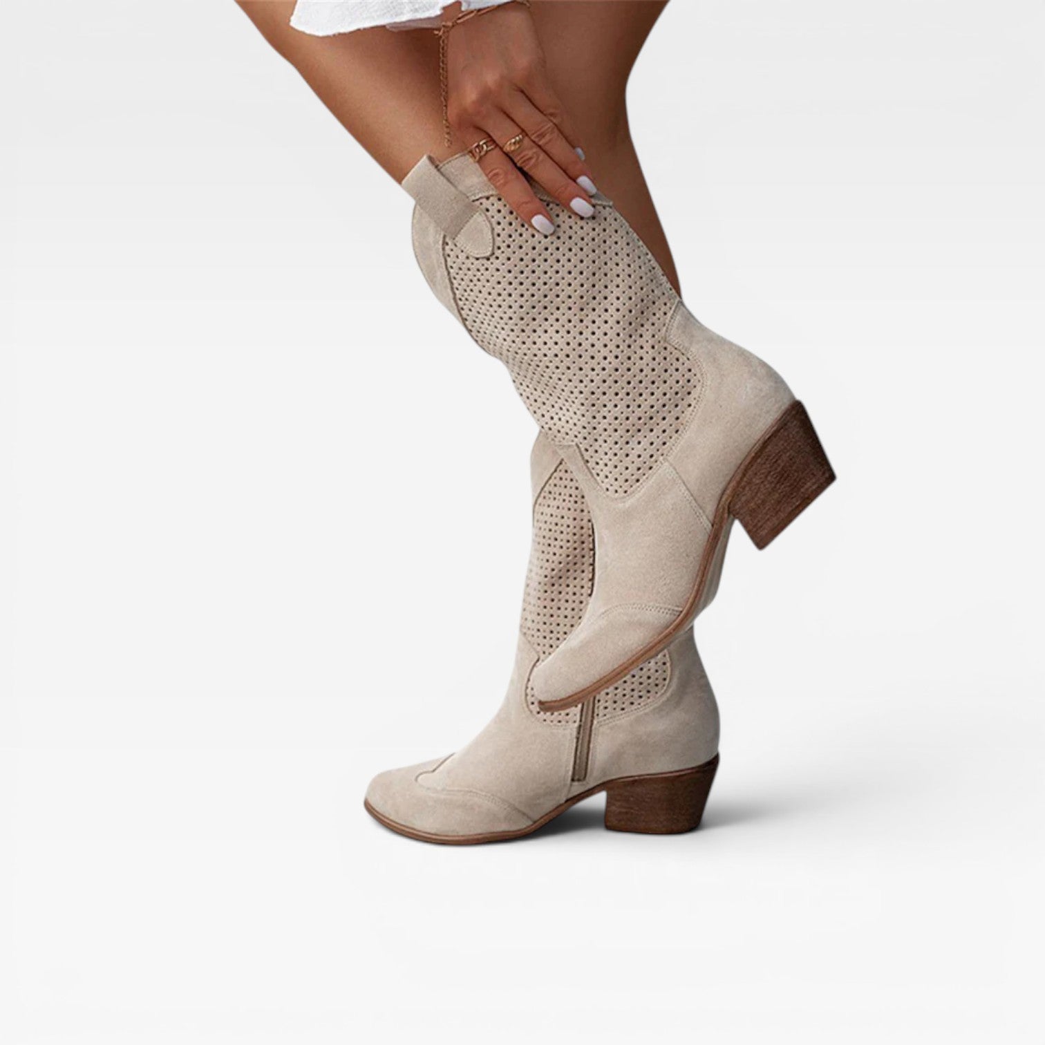 Women’s Western Cowgirl Boots – Breathable Perforated Summer Boots