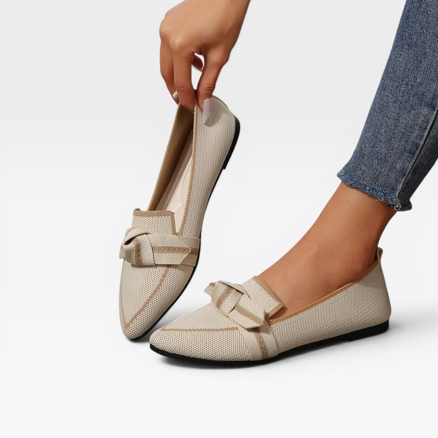 Women’s Pointed Toe Loafers – Knit Slip-On Casual Shoes