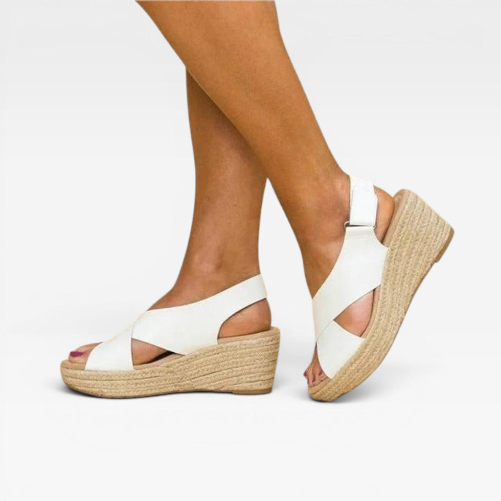 Women’s Espadrille Wedge Sandals – Cross Strap Summer Platform Shoes