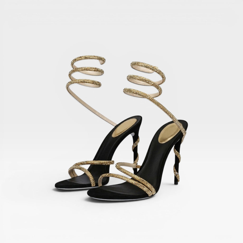 Women's Diamante Stiletto Sandals – Elegant Ankle Wrap Heels for Special Occasions