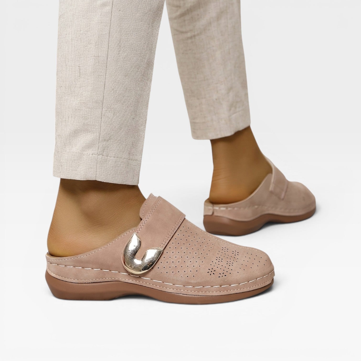 Women's Soft Leather Look Mules – Comfortable Slip On Closed Toe Shoes
