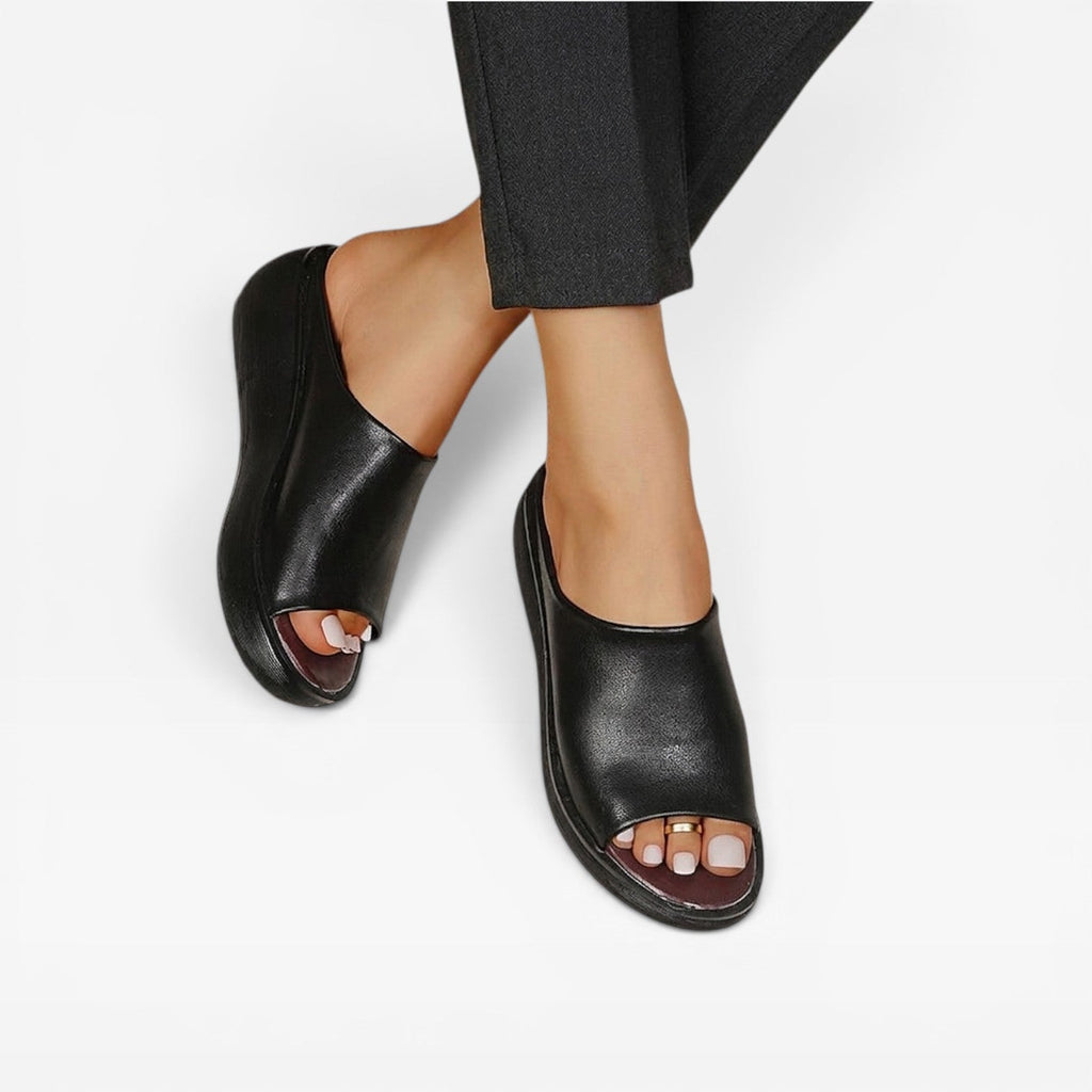 Women's Cushioned Wedge Sandals – Comfortable Slip On Open Toe Style