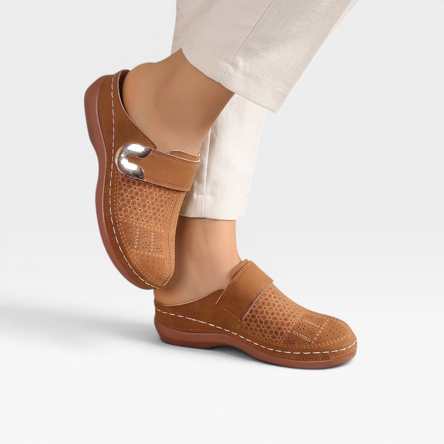 Women's Soft Leather Look Mules – Comfortable Slip On Closed Toe Shoes