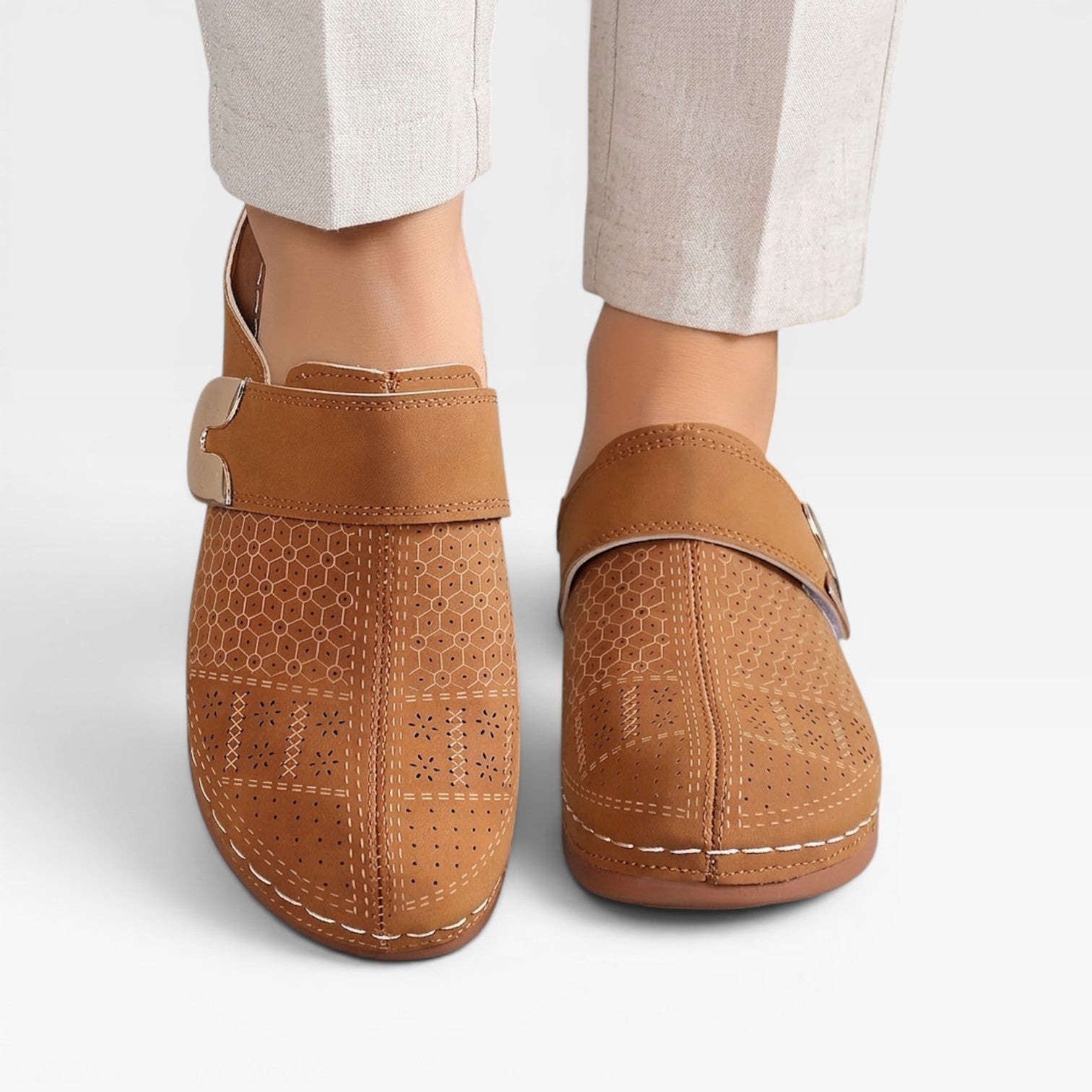 Women's Soft Leather Look Mules – Comfortable Slip On Closed Toe Shoes