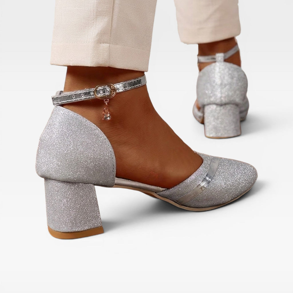 Women's Block Heel Ankle Strap Pumps – Closed Toe Wedding Occasion Shoes