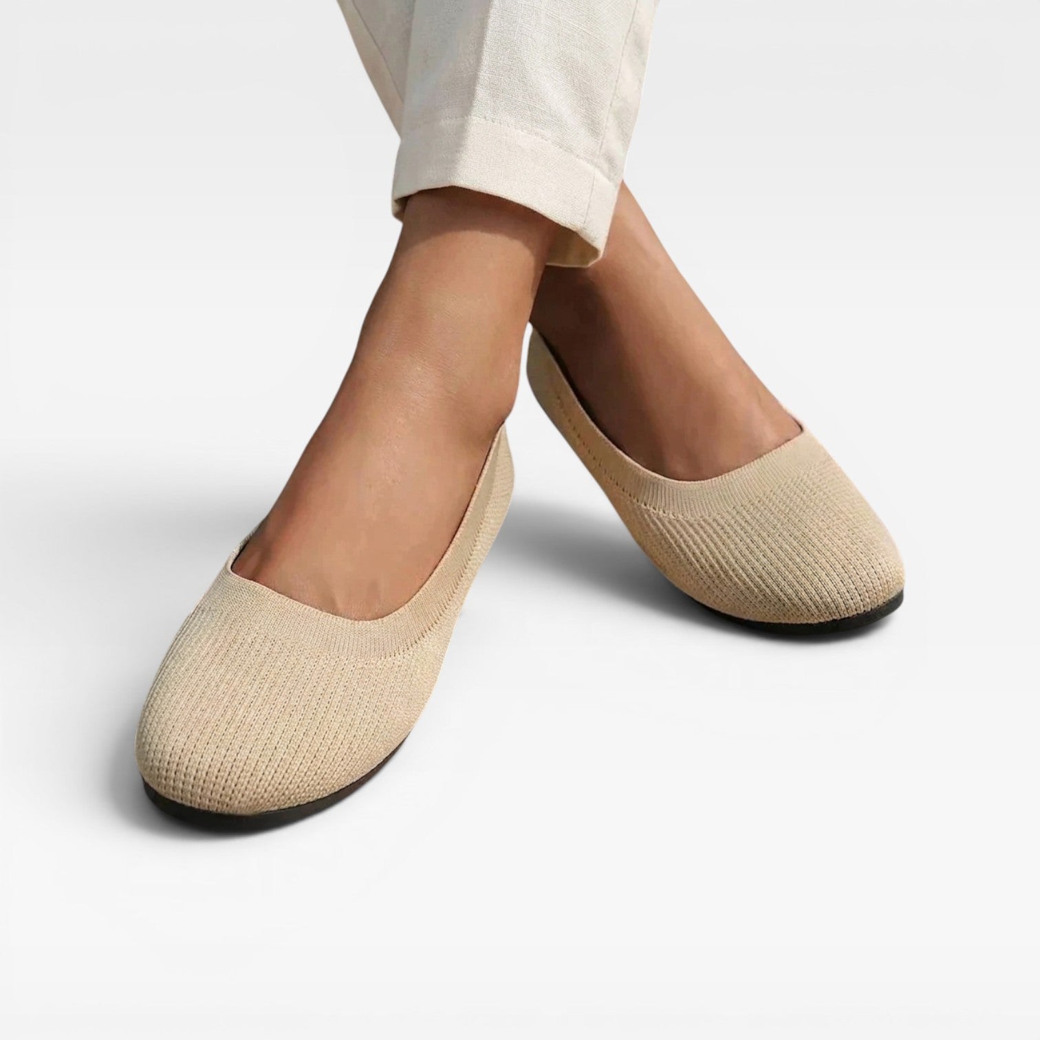 Women's Knit Ballet Flats – Cushioned Slip On Round Toe Shoes