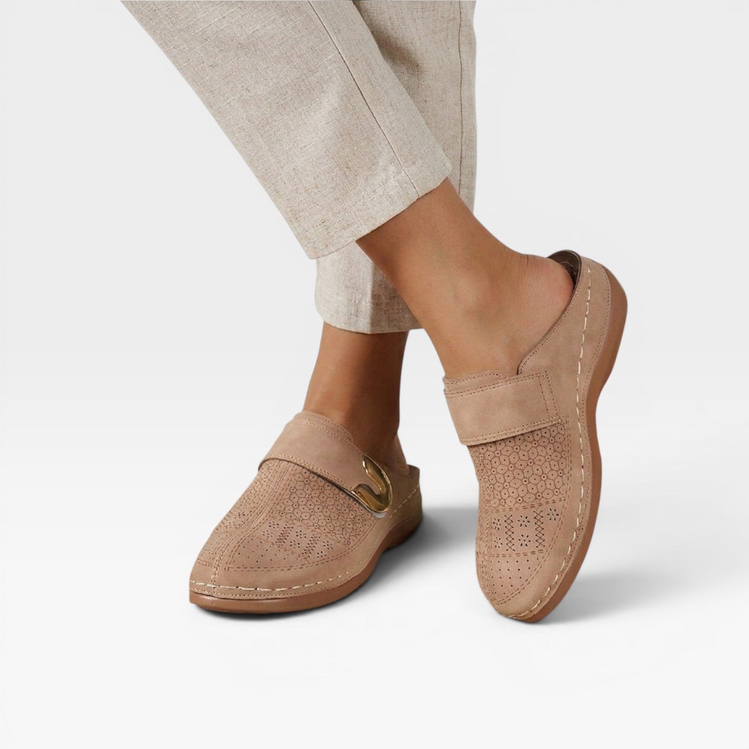 Women's Soft Leather Look Mules – Comfortable Slip On Closed Toe Shoes