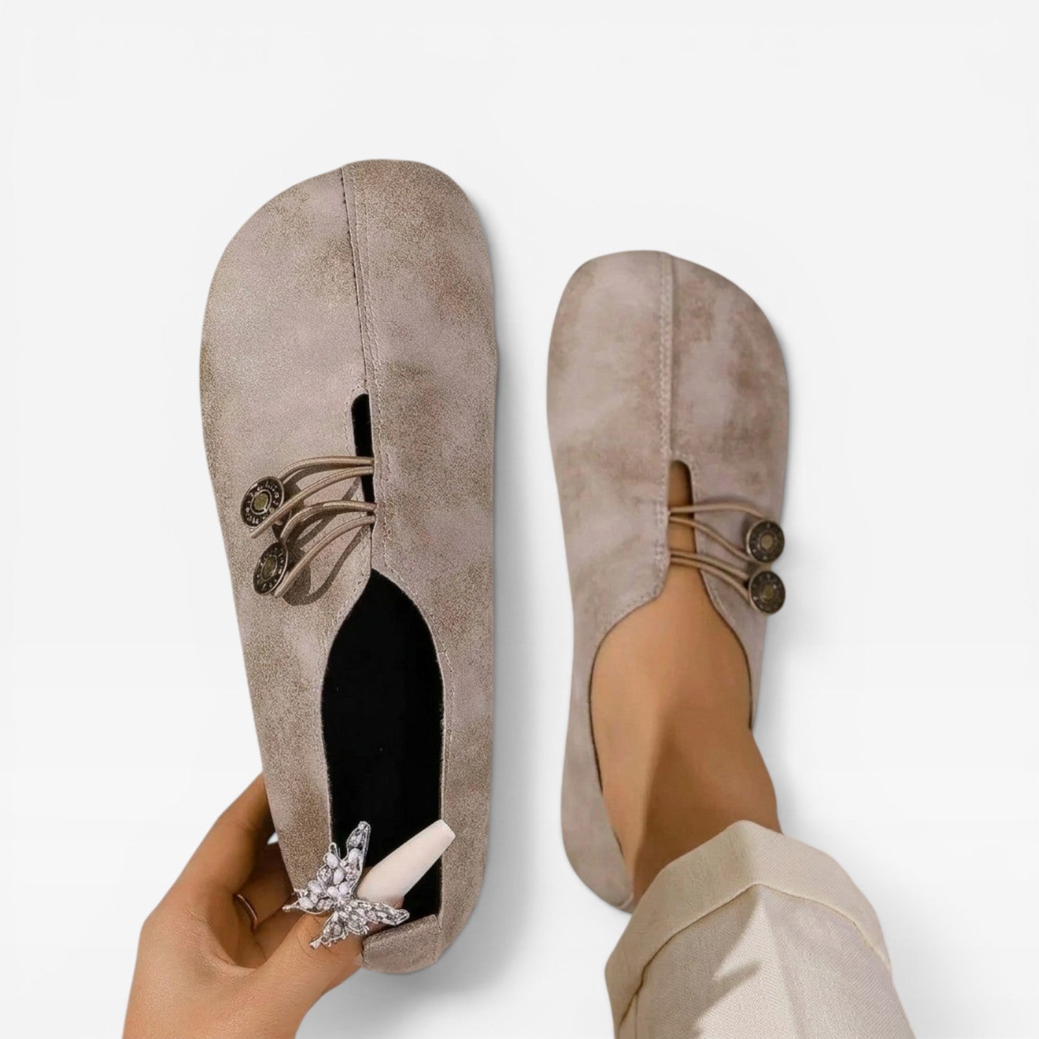 Women's Soft Slip On Flat Shoes – Vintage Button Comfortable Loafers