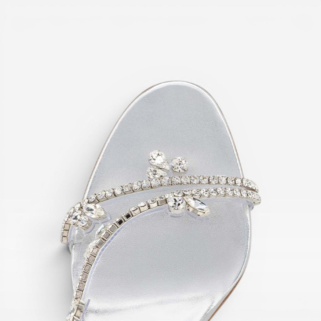 Women's Embellished Strappy Heels – Elegant Stiletto Ankle Strap Sandals for Special Occasions