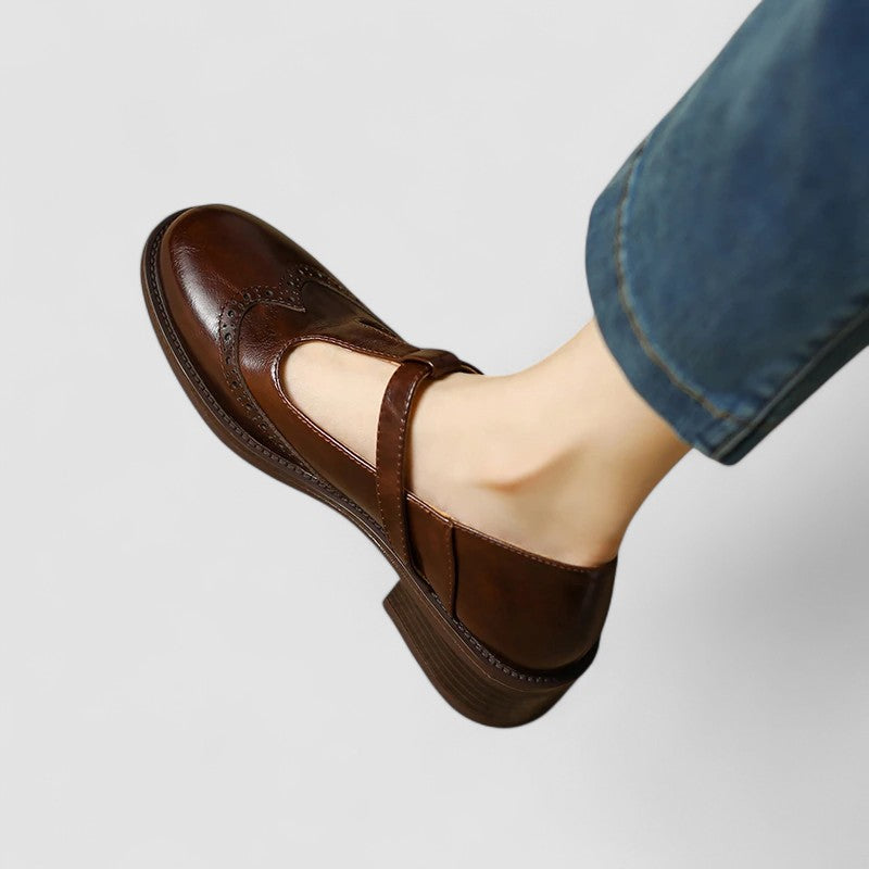 Women’s Leather Mary Jane Flats – Classic Vintage Style Shoes