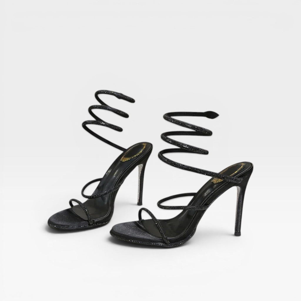 Women's Diamante Stiletto Sandals – Elegant Ankle Wrap Heels for Special Occasions