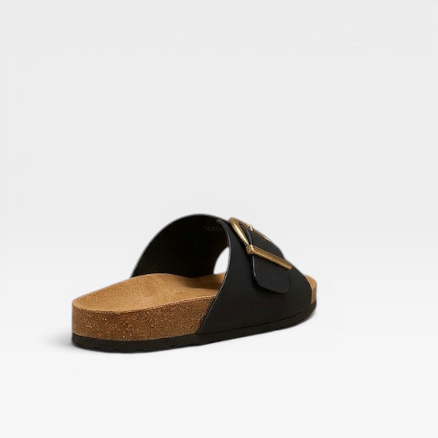 Women’s Summer Slide Sandals – Cushioned Walking Comfort with Gold Buckle