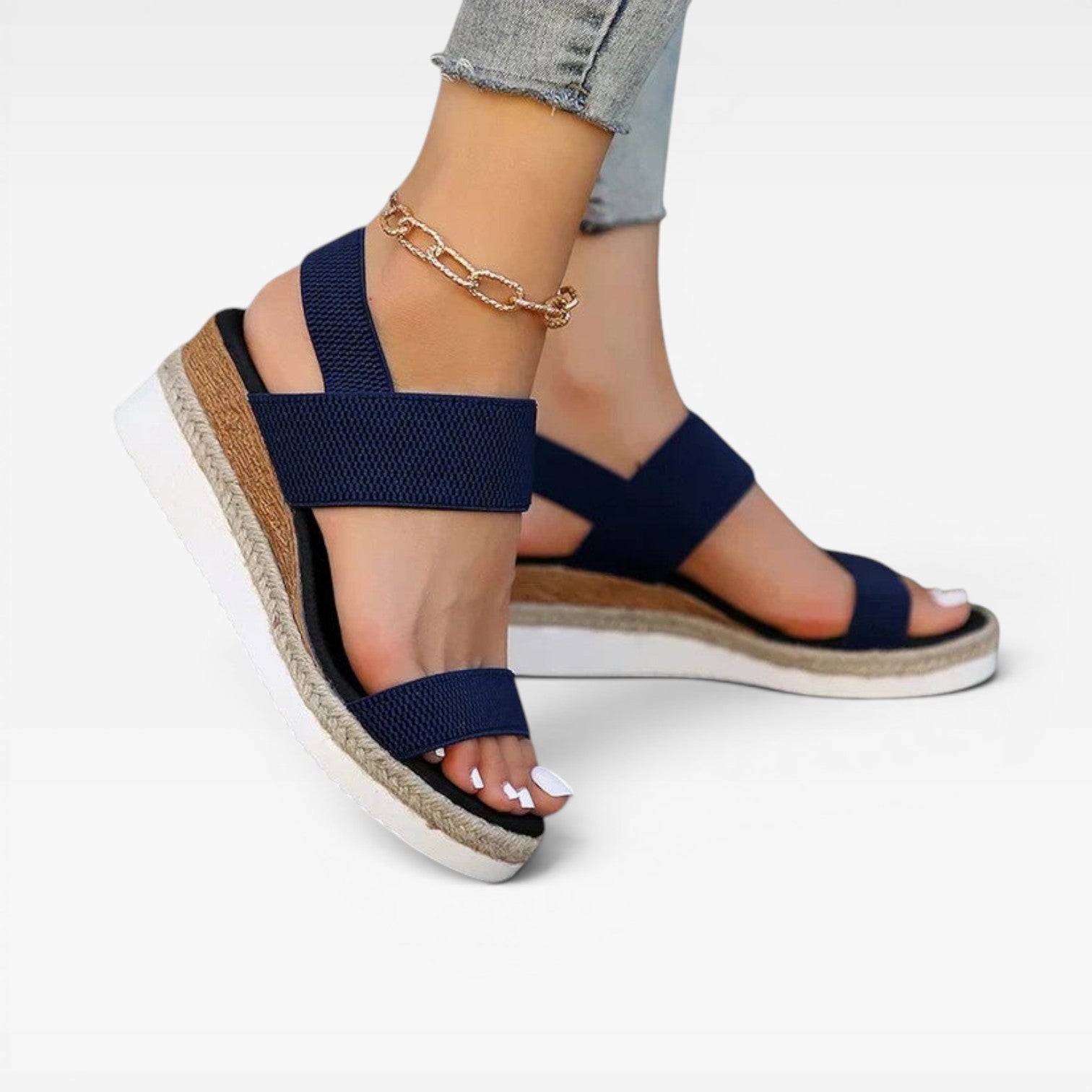Women’s Espadrille Platform Sandals – Elastic Strap Summer Sandals