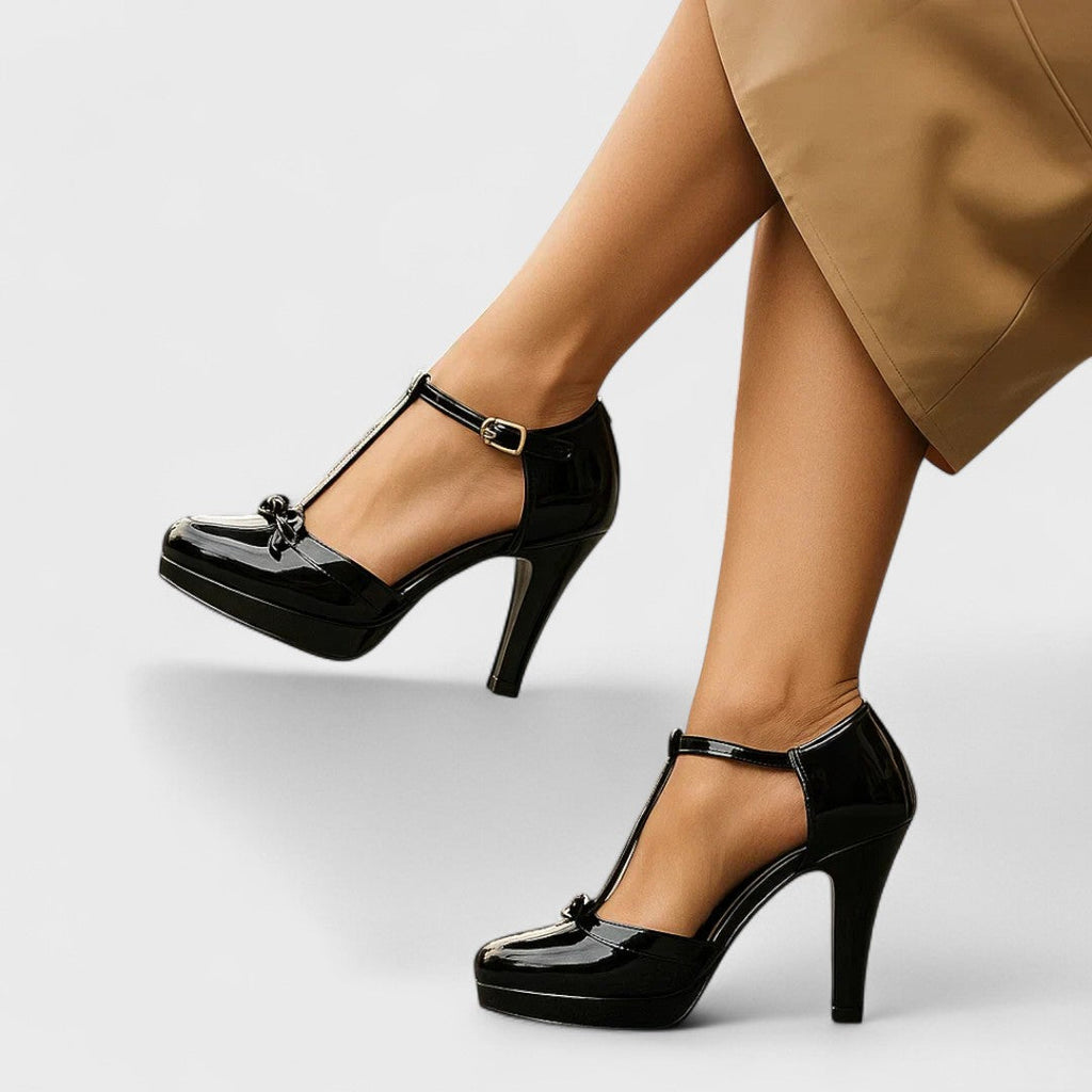 Women’s Summer High Heels – Platform Dress Heels with Strap & Bow