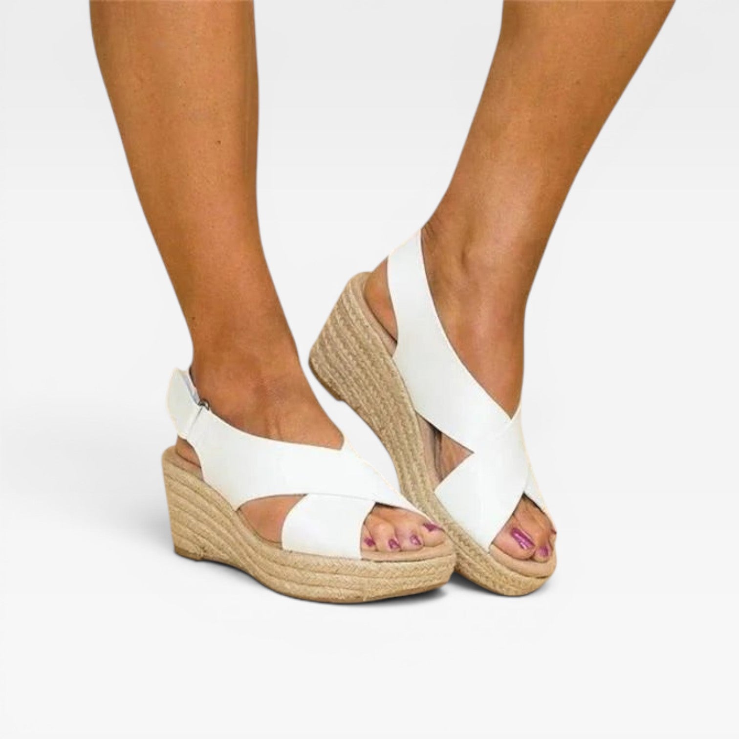Women’s Espadrille Wedge Sandals – Cross Strap Summer Platform Shoes