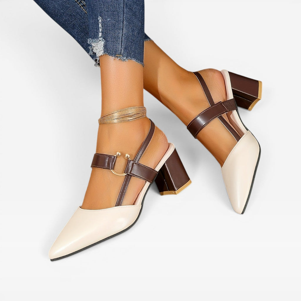 Women’s Gold Heeled Sandals – Block Heel Dress Sandals for Summer
