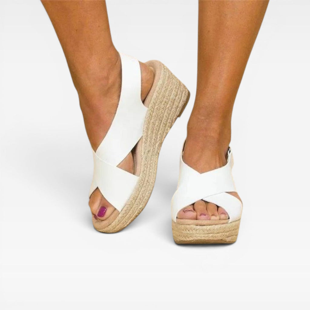 Women’s Espadrille Wedge Sandals – Cross Strap Summer Platform Shoes