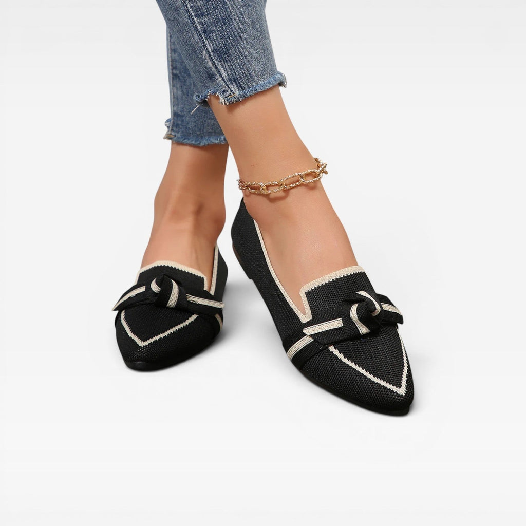 Women’s Pointed Toe Loafers – Knit Slip-On Casual Shoes