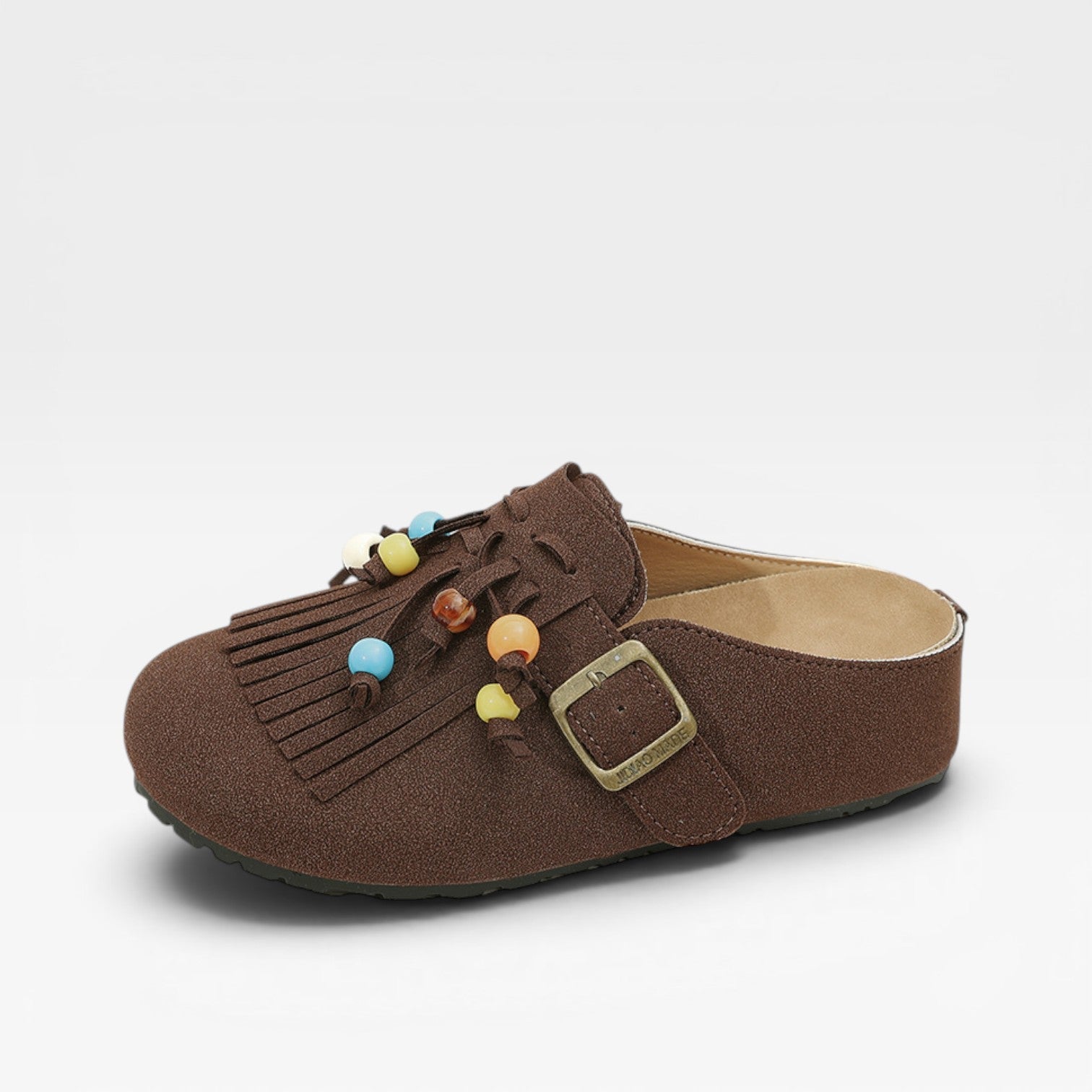 Women’s Suede Boho Clogs – Slip-On Fringe Mules