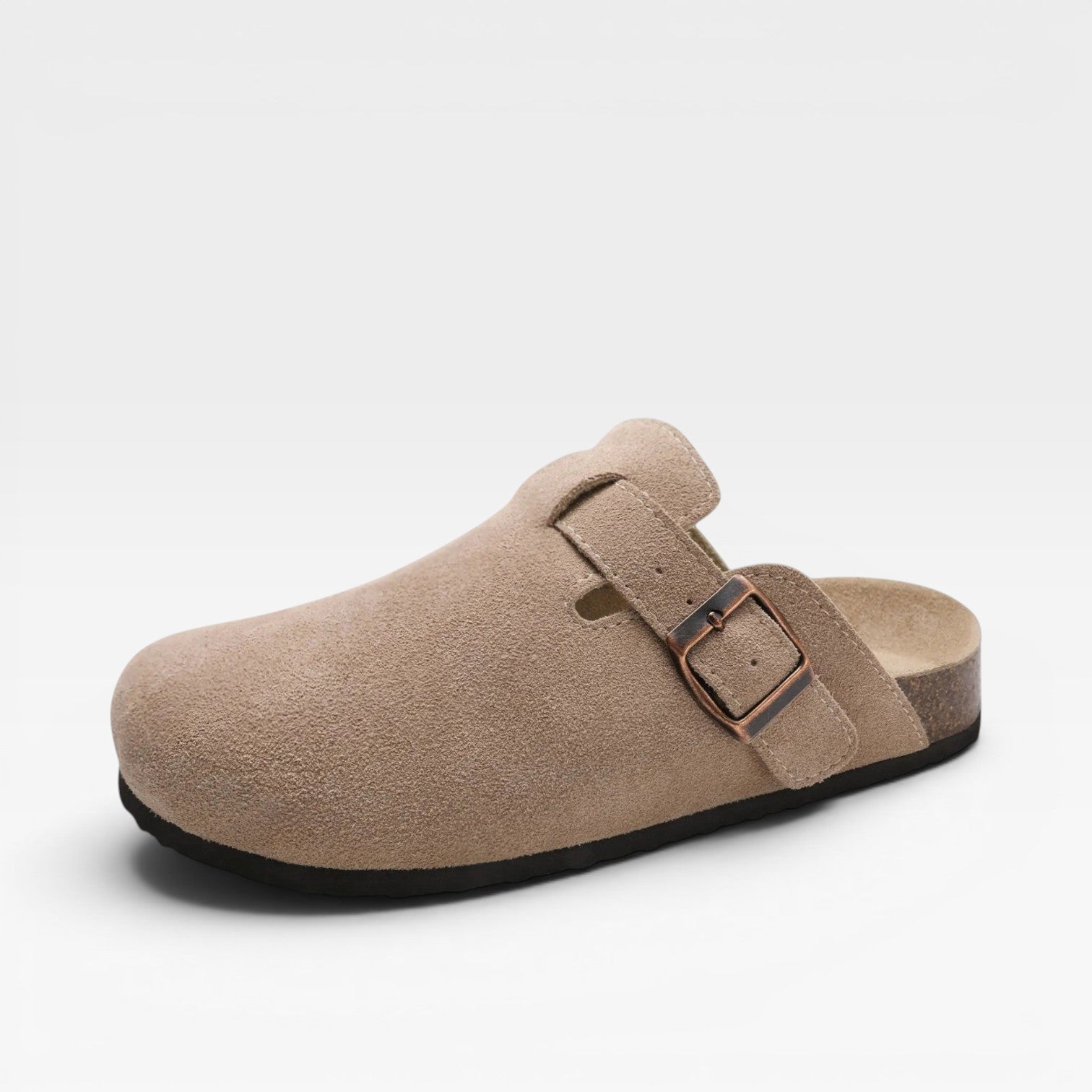 Women's Suede Cork Clogs – Comfortable Slip On Closed Toe Mules