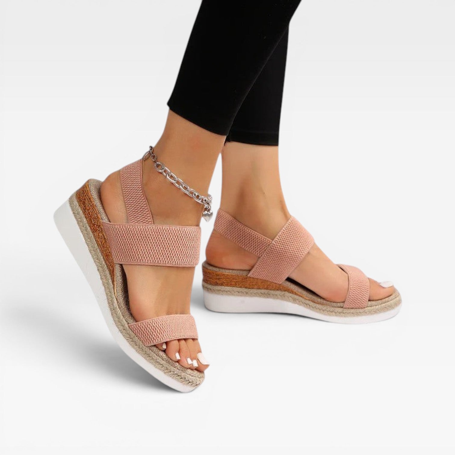 Women’s Espadrille Platform Sandals – Elastic Strap Summer Sandals